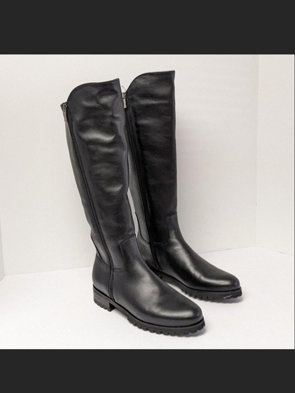 Black Over-the-Knee Riding Boots with Side Zip